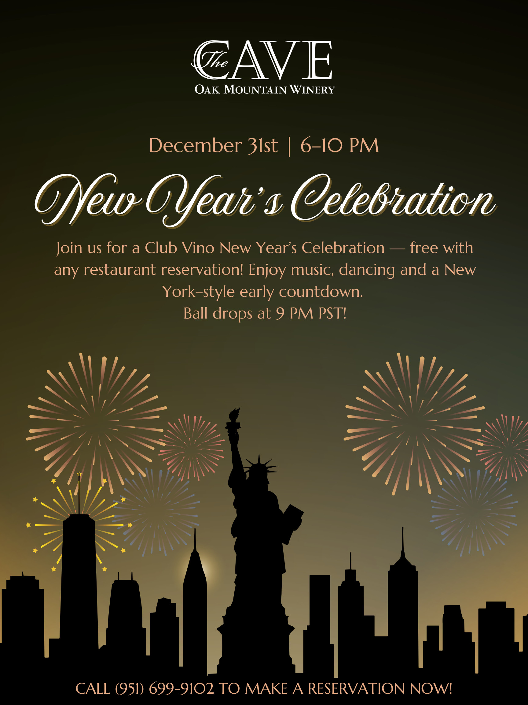 Oak Mountain Winery - New Year's Celebration at Oak Mountain Winery