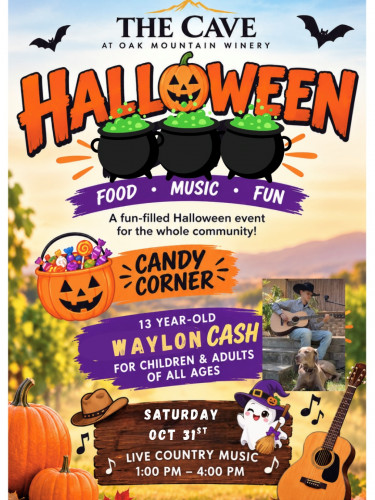  KIDS’ HALLOWEEN CANDY CORNER AT OAK MOUNTAIN WINERY!