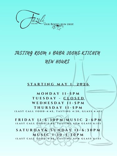 Fazeli Cellars - Now Open Wednesday's 11-5pm AT Fazeli Cellars