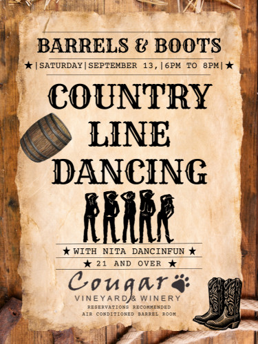 Cougar Vineyard & Winery - Barrels and Boots ~ Country Line Dancing