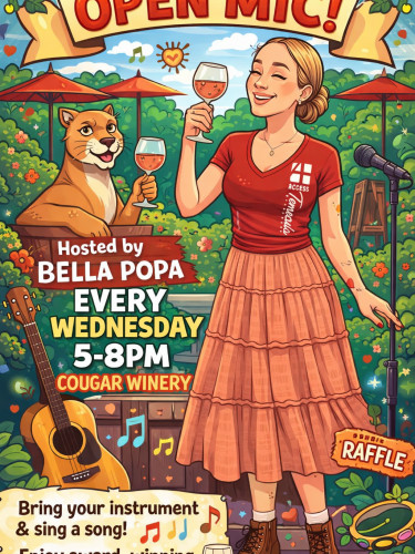 Cougar Vineyard & Winery - Open Mic hosted by Bella Popa