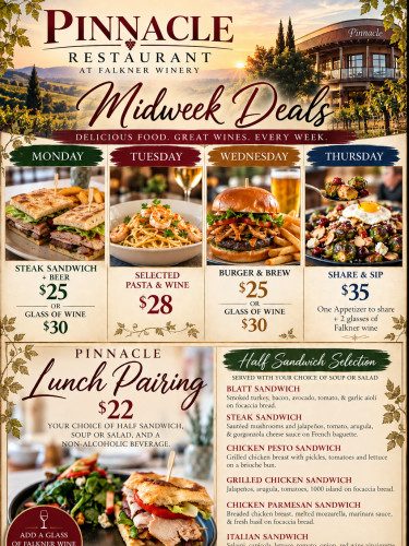 Falkner Winery - Monday Steak Sandwich + Beer $25